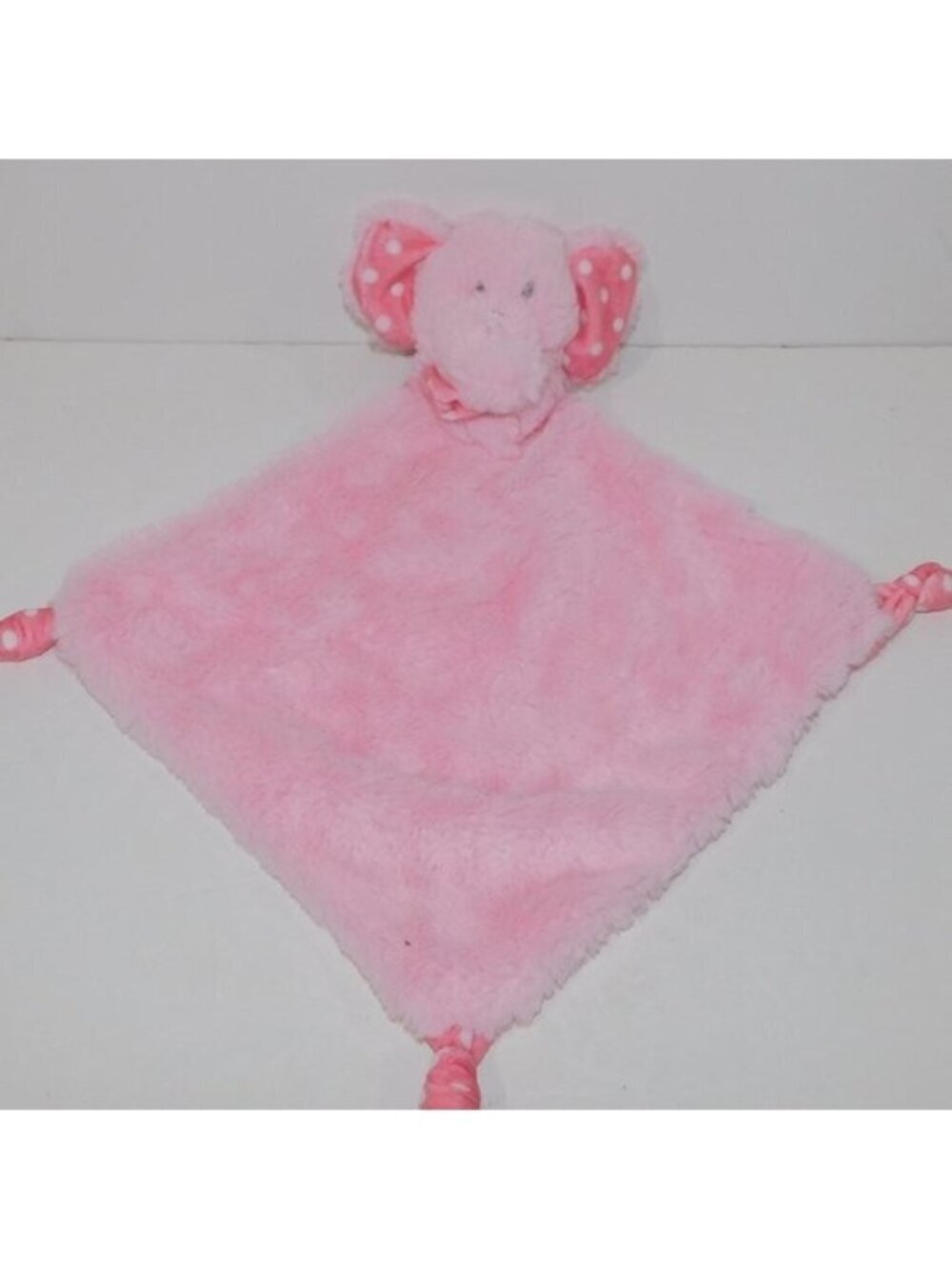 Kellytoy Elephant pink White Polka Dot Rattle Security Blanket Baby Lovey Nunu